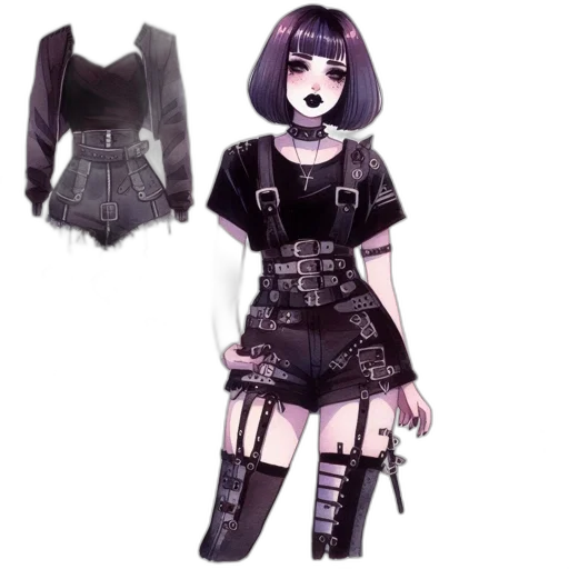 jacket, dress, concept art, cyberpunk, 3d render, fantasy art, dark, monochrome transparent PNG cut-out