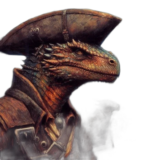 dragon, hat, fantasy art, concept art, photorealistic, 3d render, reptilian, characters transparent PNG cut-out