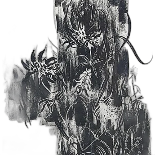 flower, staff, animal, crown, concept art, comic book art, pencil sketch, fantasy art transparent PNG cut-out