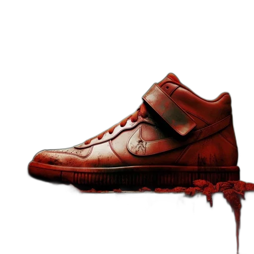 shoes, weapon, photorealistic, concept art, red, detailed, melting, nike transparent PNG cut-out