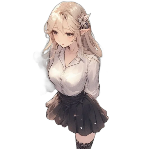 dress, staff, flower, weapon, anime, pixel art, concept art, fantasy art transparent PNG cut-out