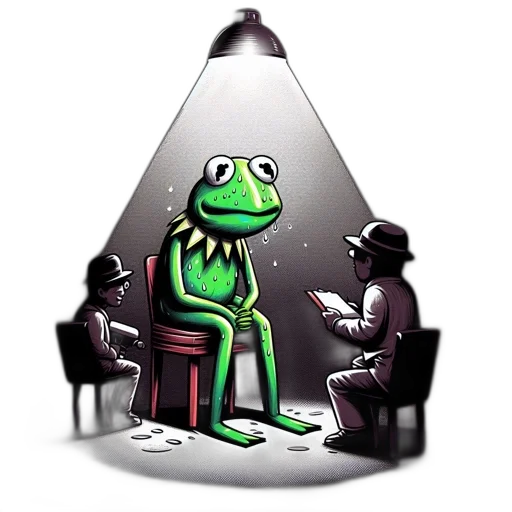 hat, concept art, pixel art, neon lights, spotlit, green, frog, sits transparent PNG cut-out