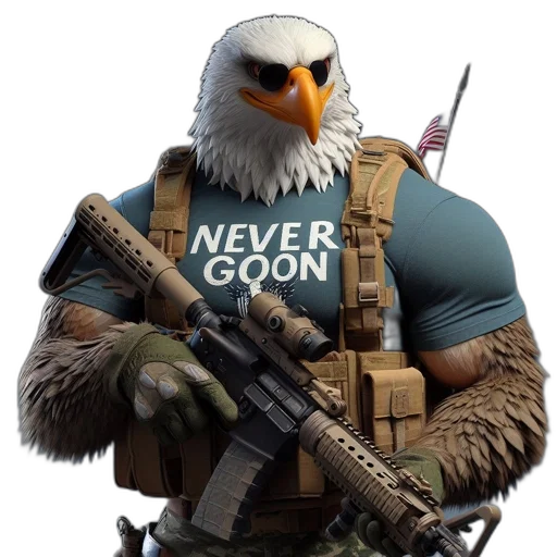 weapon, animal, concept art, pixel art, 3d render, cartoon, anthropomorphic, eagle transparent PNG cut-out