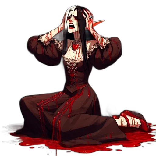 dress, concept art, pixel art, fantasy art, comic book art, red, dark, ethereal transparent PNG cut-out