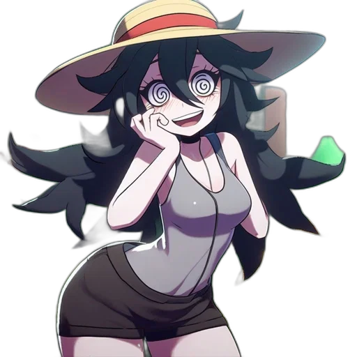 hat, staff, creature, flower, anime, cartoon, pixel art, concept art transparent PNG cut-out