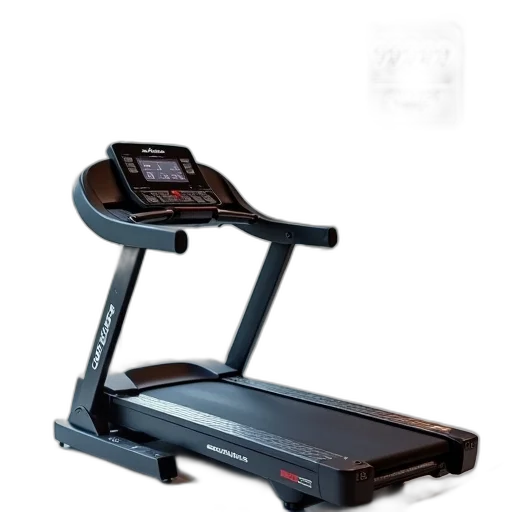 sleek, modern, treadmill, displayed, showroom, large, window, background transparent PNG cut-out