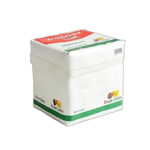 food, stack, white, paper, towels, red, green, label transparent PNG cut-out