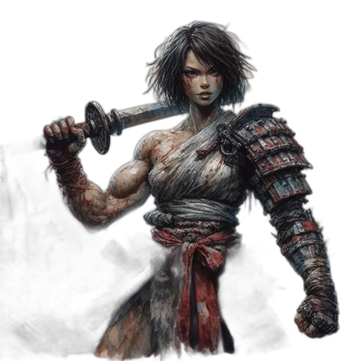 sword, weapon, concept art, fantasy art, comic book art, photorealistic, female, warrior transparent PNG cut-out
