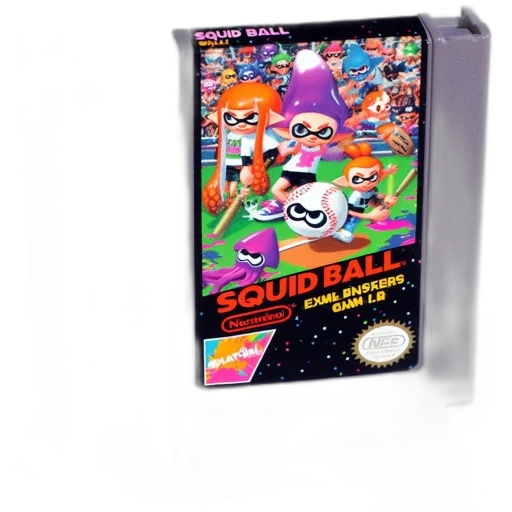 pixel art, vaporwave, concept art, 3d render, nes, cartridge, labeled, squid transparent PNG cut-out