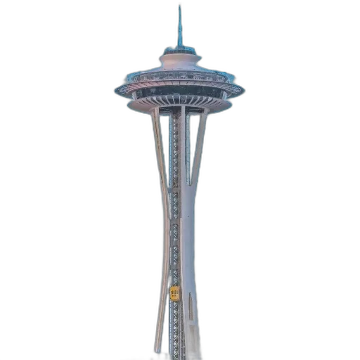 building, concept art, 3d render, striking, view, space, needle, against transparent PNG cut-out