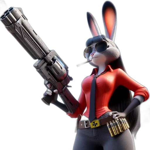 weapon, staff, concept art, 3d render, comic book art, cartoon, anthropomorphic, rabbit transparent PNG cut-out