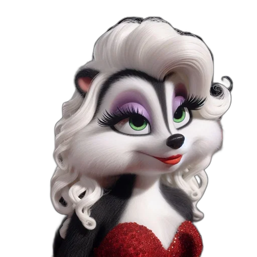 animal, 3d render, cartoon, concept art, fantasy art, animated, female, skunk transparent PNG cut-out