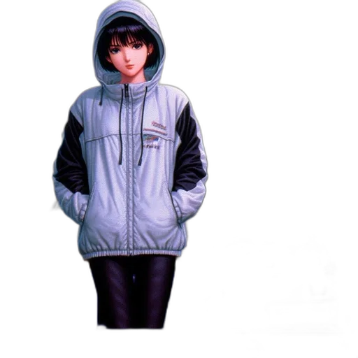 jacket, photorealistic, 3d render, concept art, vaporwave, monochrome, pastel, young transparent PNG cut-out