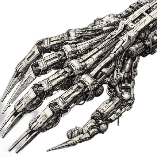 weapon, robot, jewelry, sword, concept art, 3d render, cyberpunk, fantasy art transparent PNG cut-out