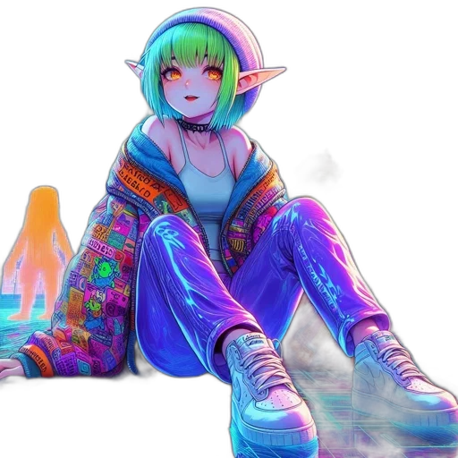 dragon, jacket, creature, dress, fantasy art, pixel art, concept art, vaporwave transparent PNG cut-out