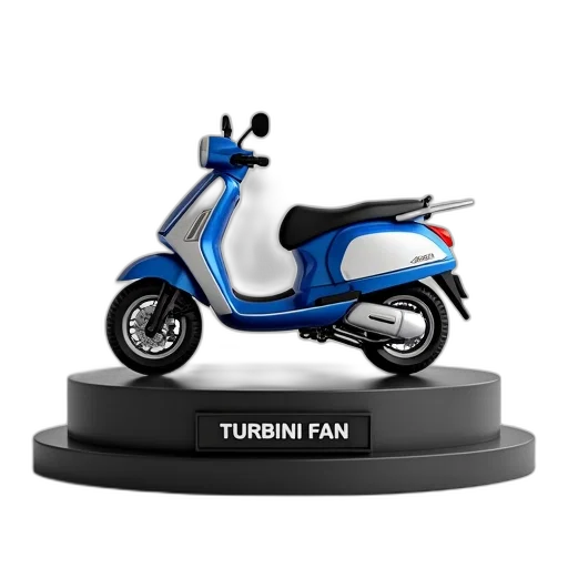 3d render, concept art, blue, white, motorcycle, black, seat, displayed transparent PNG cut-out