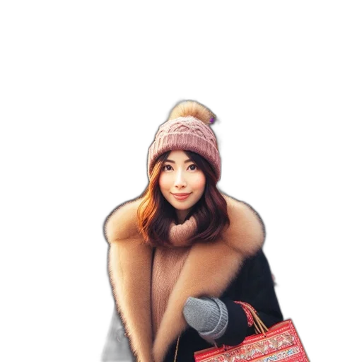hat, jacket, photorealistic, cartoon, concept art, pixel art, snow, bustling transparent PNG cut-out