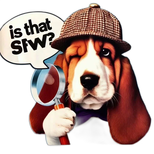 hat, staff, animal, costumed, basset, hound, wears, detectives transparent PNG cut-out
