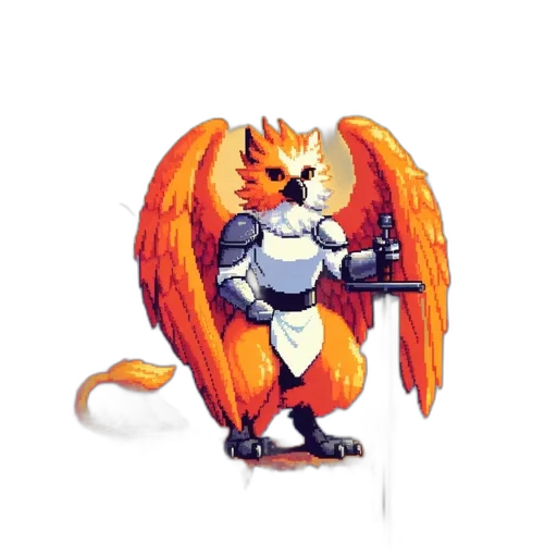 staff, dragon, weapon, concept art, pixel art, fantasy art, watercolor, orange-plumed transparent PNG cut-out