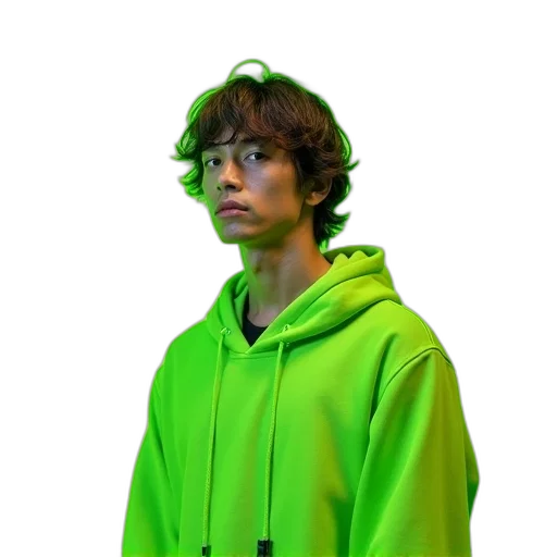 jacket, staff, face, creature transparent PNG cut-out