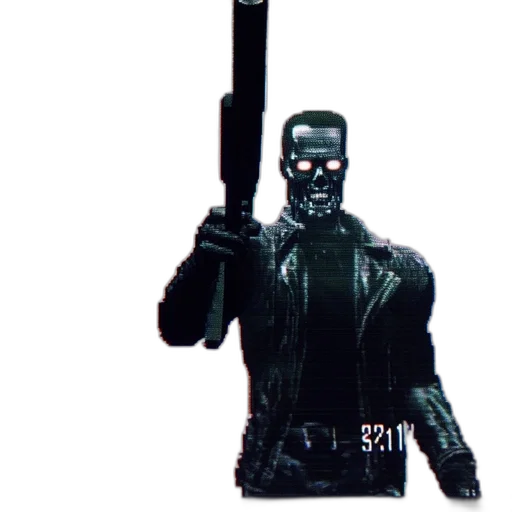 robot, weapon, jacket, staff, concept art, pixel art, comic book art, 3d render transparent PNG cut-out