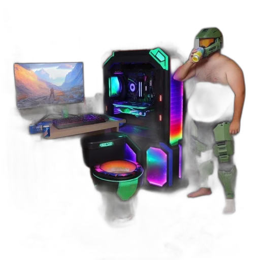 robot, furniture, weapon, creature, cyberpunk, 3d render, vaporwave, concept art transparent PNG cut-out
