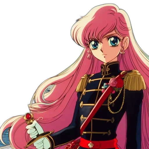 weapon, staff, anime, cartoon, vaporwave, concept art, red, animated transparent PNG cut-out