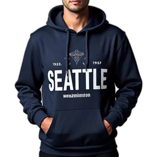 jacket, man, wearing, navy, blue, hoodie, graphic, design transparent PNG cut-out