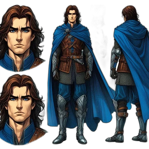 concept art, comic book art, fantasy art, blue, earth tones, illustrated, warrior, knight transparent PNG cut-out