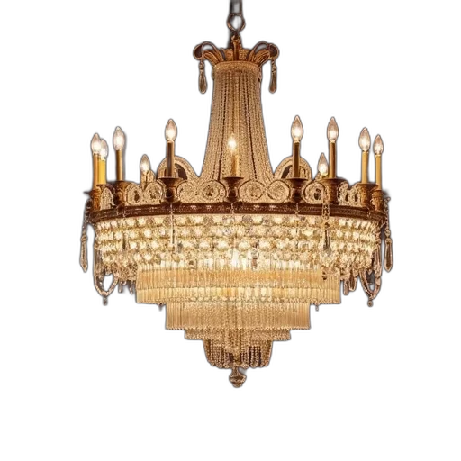crown, jewelry, furniture, 3d render, photorealistic, golden, luxury, chandelier transparent PNG cut-out