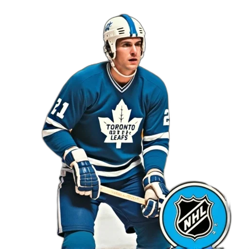vintage, hockey, card, featuring, player, blue, white, jersey transparent PNG cut-out