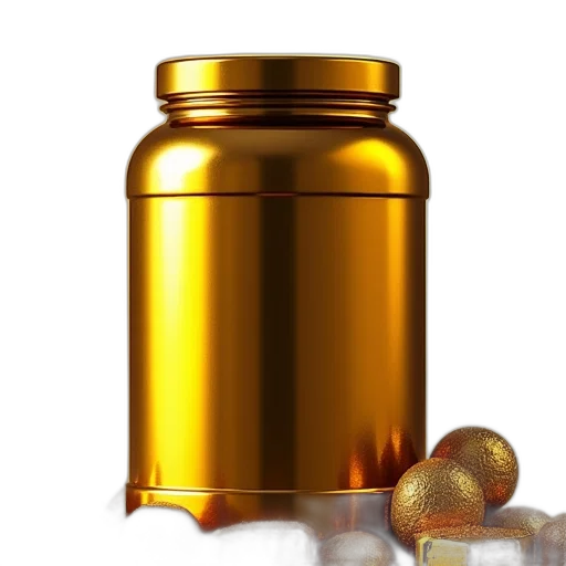 bottle, 3d render, photorealistic, golden, optimum, gold, standard, casein transparent PNG cut-out