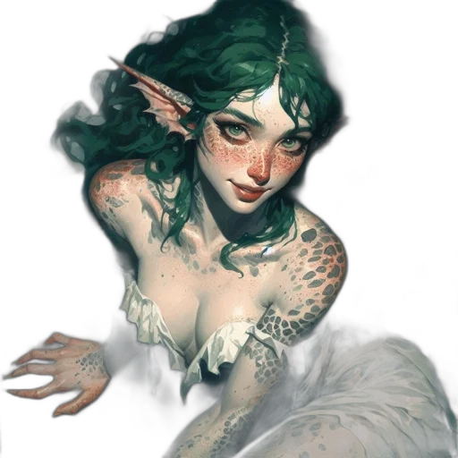 creature, dragon, fantasy art, concept art, watercolor, comic book art, green, earth tones transparent PNG cut-out