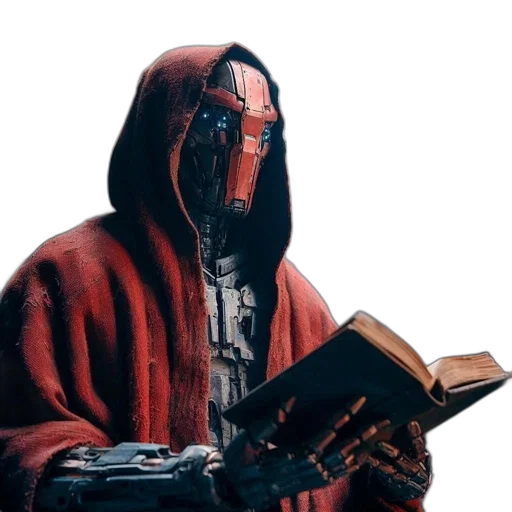mask, jacket, robot, face, cyberpunk, concept art, comic book art, photorealistic transparent PNG cut-out