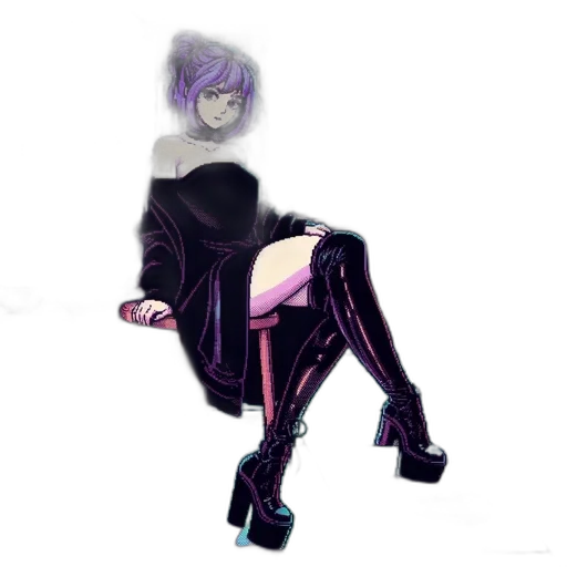 dress, shoes, concept art, fantasy art, anime, pixel art, neon lights, dark transparent PNG cut-out
