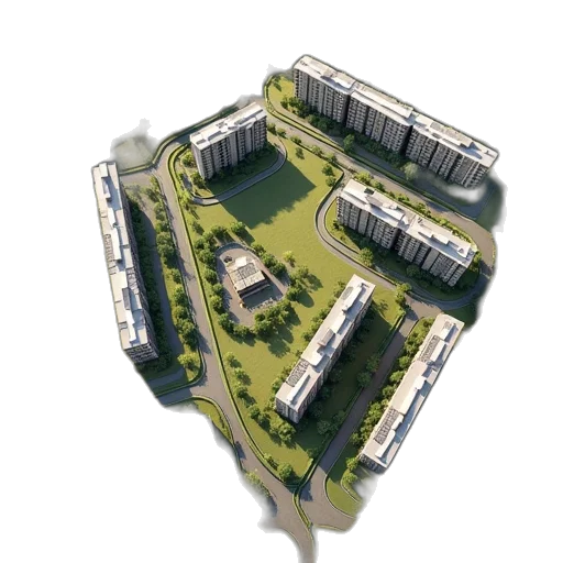 building, 3d render, concept art, photorealistic, proposed, site, layout, new transparent PNG cut-out
