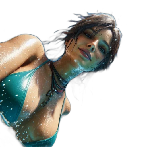 jewelry, photorealistic, 3d render, concept art, fantasy art, underwater, blue, woman transparent PNG cut-out
