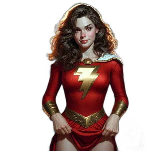 comic book art, concept art, fantasy art, photorealistic, woman, red, outfit, lightning transparent PNG cut-out