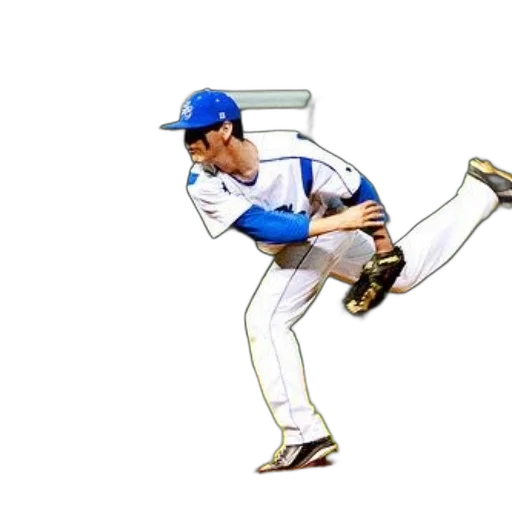 cartoon, photorealistic, concept art, baseball, player, white, blue, uniform transparent PNG cut-out