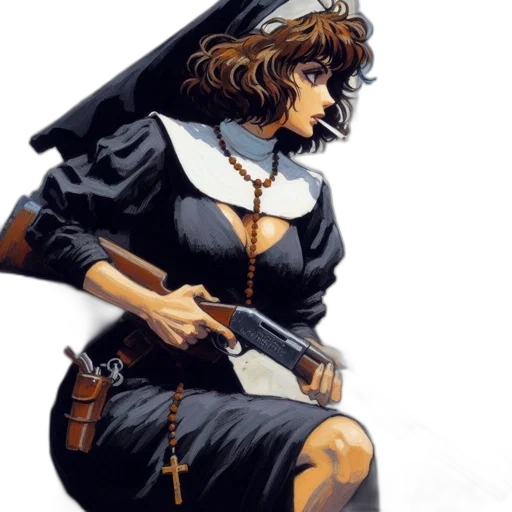 dress, comic book art, concept art, fantasy art, photorealistic, dark, female, character transparent PNG cut-out