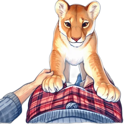 animal, furniture, jacket, watercolor, concept art, photorealistic, cartoon, inside transparent PNG cut-out