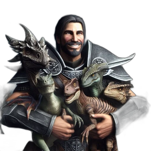 dragon, sword, staff, animal, fantasy art, concept art, photorealistic, 3d render transparent PNG cut-out