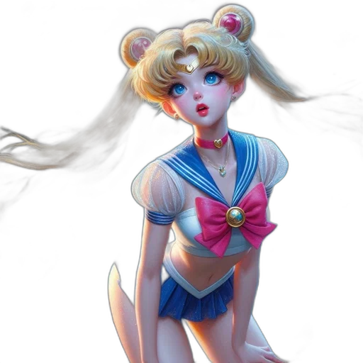 concept art, fantasy art, 3d render, comic book art, neon lights, sailor, moon-like, character transparent PNG cut-out