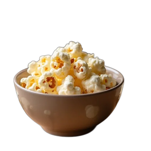 food, crown, 3d render, three, bowls, cara, popcorn, table transparent PNG cut-out