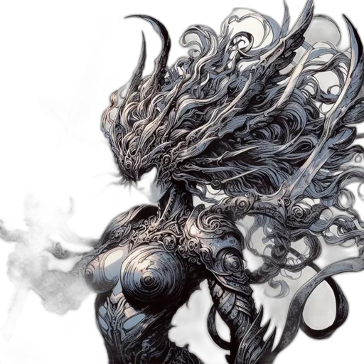 dragon, hair, creature, mask, fantasy art, concept art, comic book art, photorealistic transparent PNG cut-out