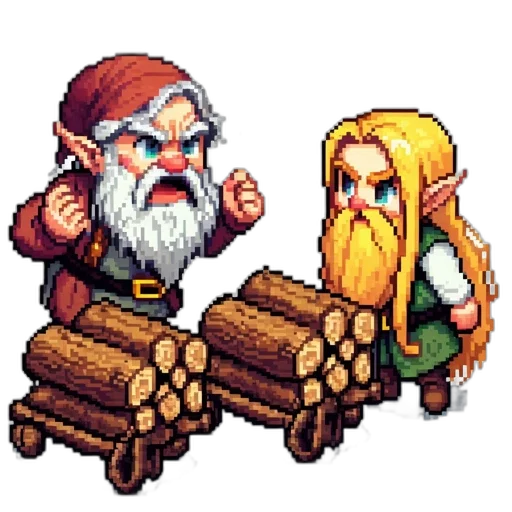pixel art, fantasy art, concept art, 3d render, forest, fire, snow, two transparent PNG cut-out