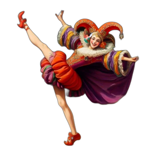 dress, staff, concept art, 3d render, fantasy art, photorealistic, jester, performs transparent PNG cut-out