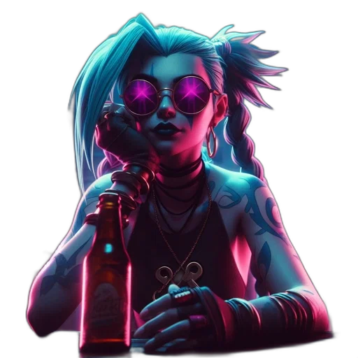 jacket, bottle, cyberpunk, vaporwave, concept art, fantasy art, neon lights, neon transparent PNG cut-out