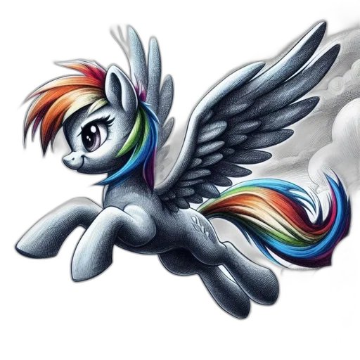 fantasy art, pixel art, 3d render, concept art, illustration, features, mid-flight, pegasus transparent PNG cut-out