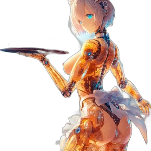 robot, dress, weapon, sword, concept art, anime, fantasy art, 3d render transparent PNG cut-out
